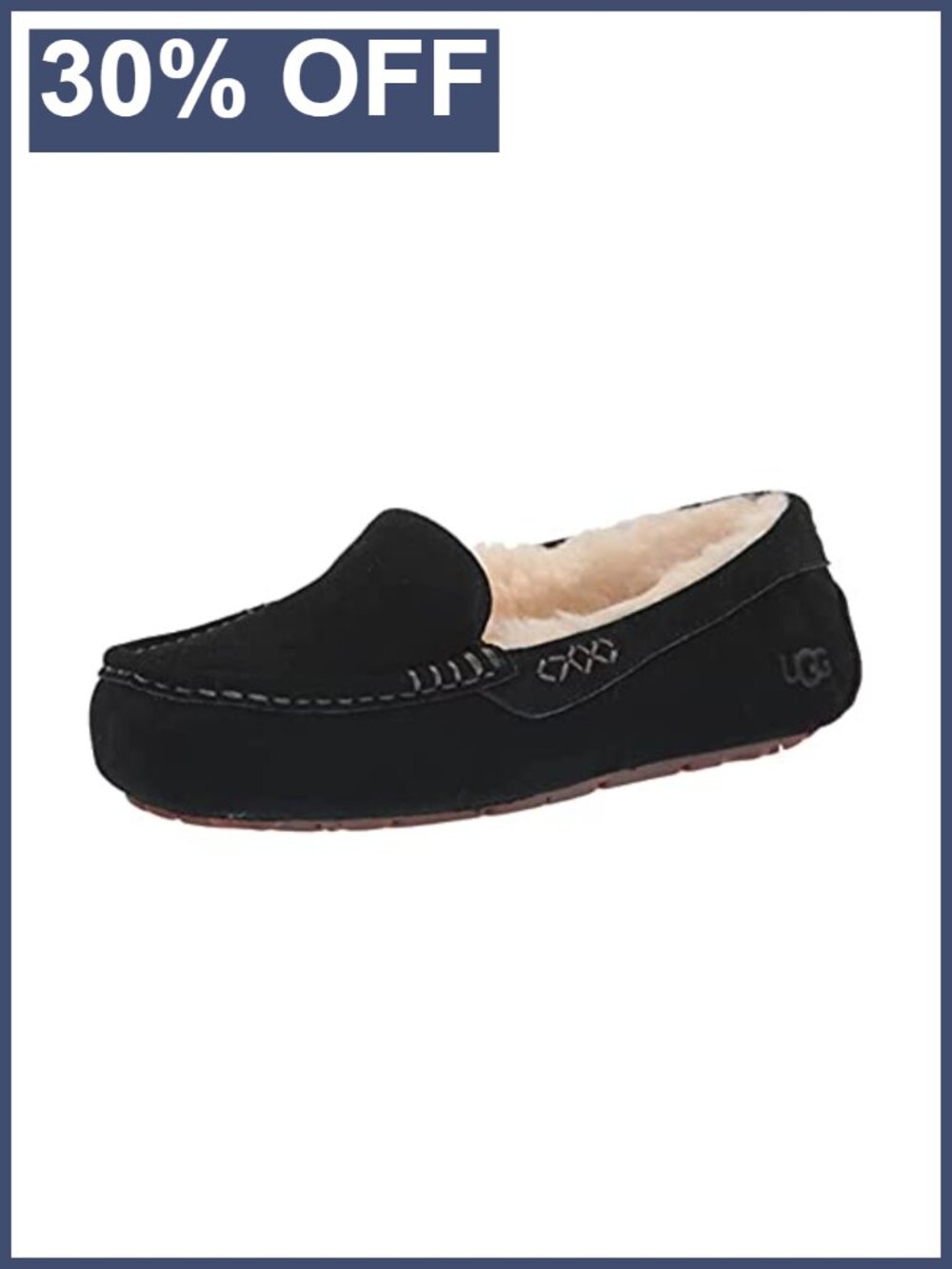 UGG Ansley Suede Slipper Rubber Sole Wool Lined Slip On